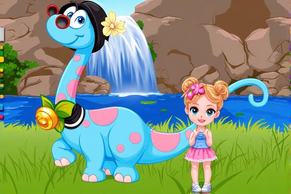 公主照顾可爱小恐龙