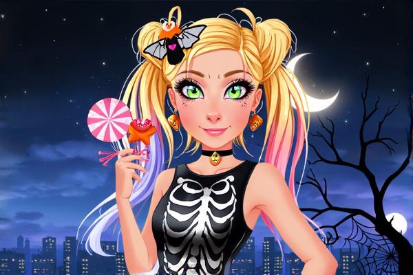 女孩的万圣节妆容