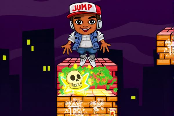 滑板少年向上跳