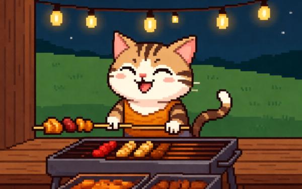 夜市烧烤摊做饭