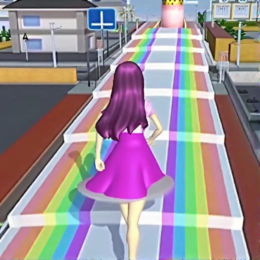 青春校园樱花女生跑酷