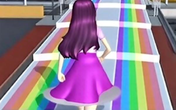 青春校园樱花女生跑酷