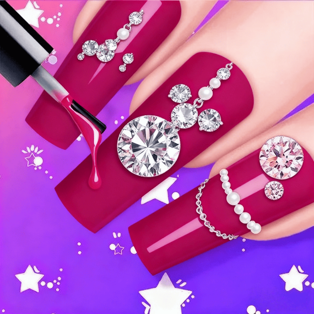 双人公主做美甲