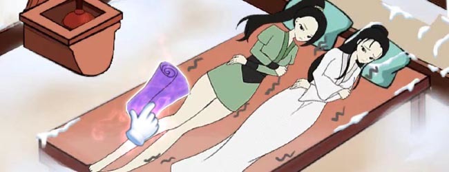 修补破屋美女取暖